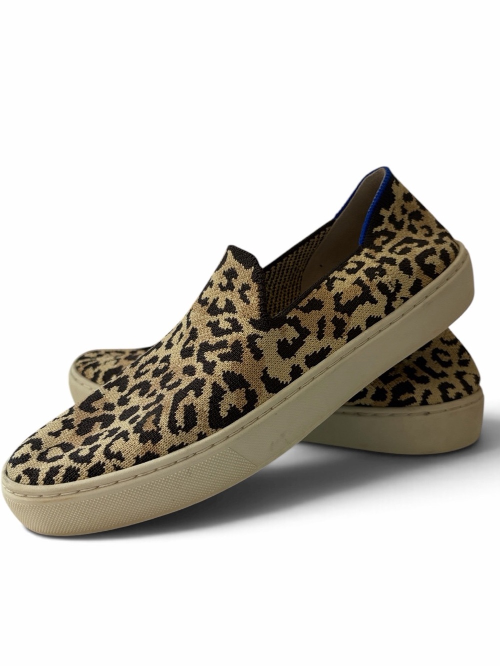 Rothy's Leopard Print Slip-On Sneakers - Beige & Black